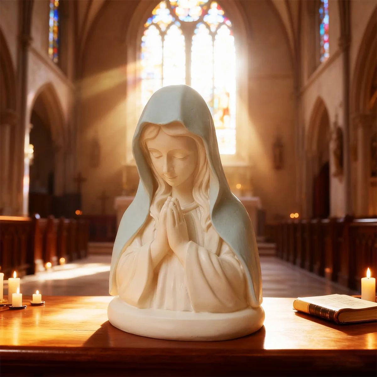 1Pc Resin Mary Statue Ornament, Decorative Ornament, Religious Gift, Can Be Used for Desktop Decoration, Shelf Decoration, Prayer Room Decoration.