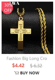 Christian Cross Jesus Stainless Steel Necklace for Women/Men Gold Color Crucifi