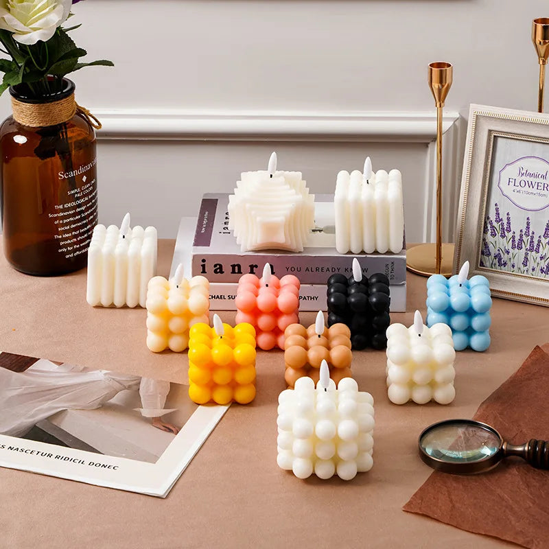 safe flameless Electronic candle Christmas wedding party luxury Led candles with batteries home decoration fake cube candles
