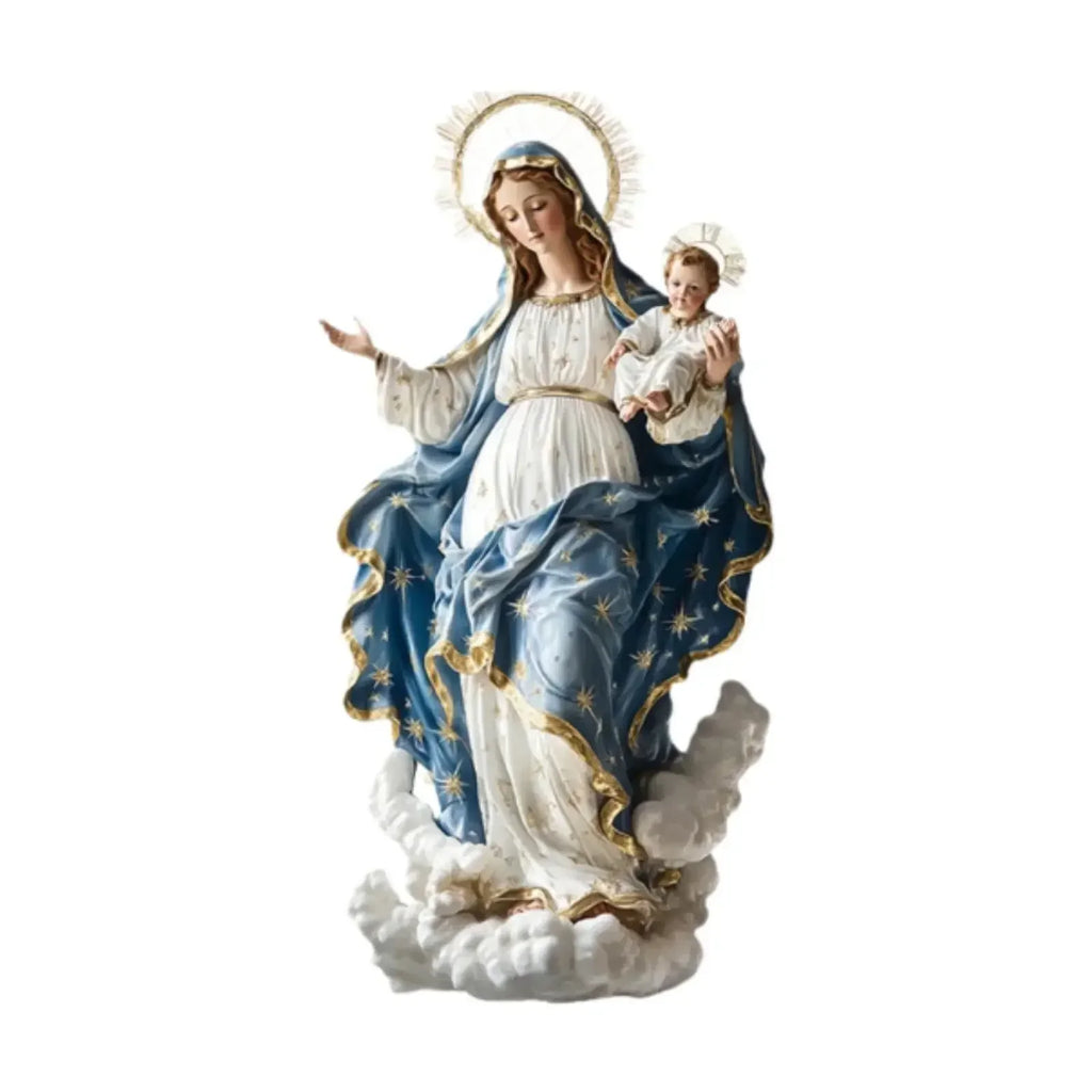 EeVirgin Mary & Infant Jesus Statue Christmas Nativity Scene Desktop Decorative Ornament