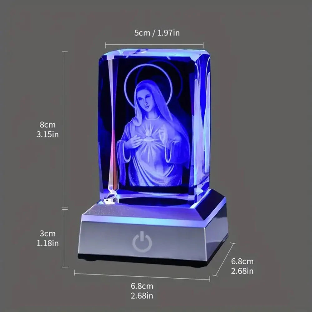 Crystal Virgin Mary Statue with LED Light,Gift for Girlfriend, Wife, Mother, Birthday, Mother'S Day, Christmas, Valentine'S Day