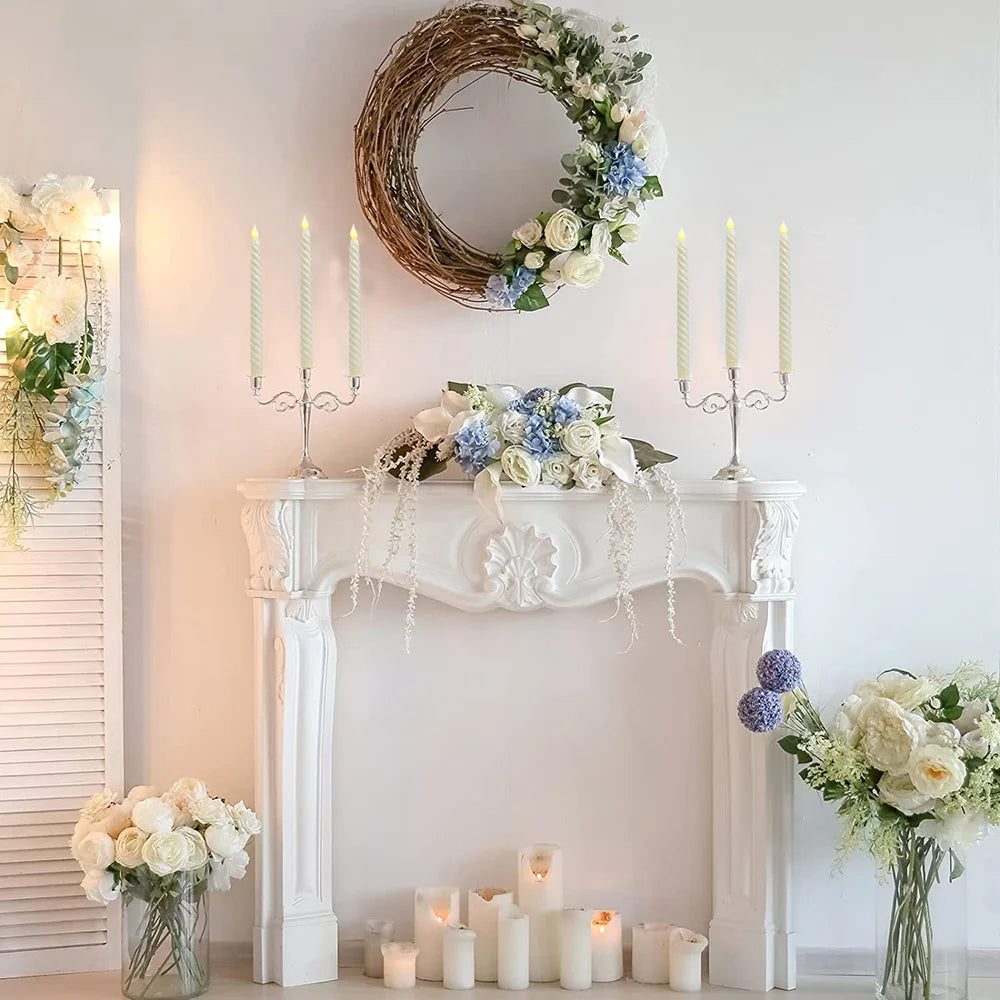 LED Flameless Taper Candles Lights Window Decorative Christmas Candles Lamp Electric Long Candles 3D-Wick Flameless Candlesticks