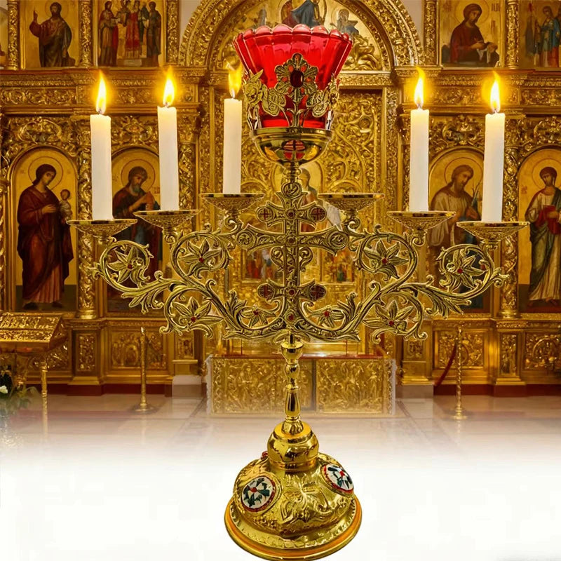New Gilded candle holders churches religious sacraments Eastern Orthodox Jesus churches ceremonial items Christmas decorations