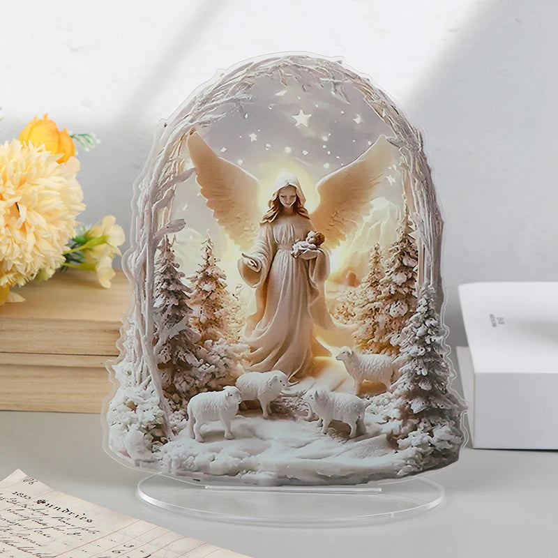 Nativity Scene Statue,2D Flat Jesus & Maria Acrylic Figurine,Home,Cafe,room,Studio,Table Ornament Christian Religion Decor