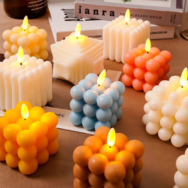 safe flameless Electronic candle Christmas wedding party luxury Led candles with batteries home decoration fake cube candles