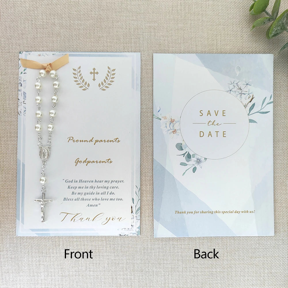 20/10pcs Baptism favor cards with rosaries Birthday Baptism Communion Christening Decor for your New born