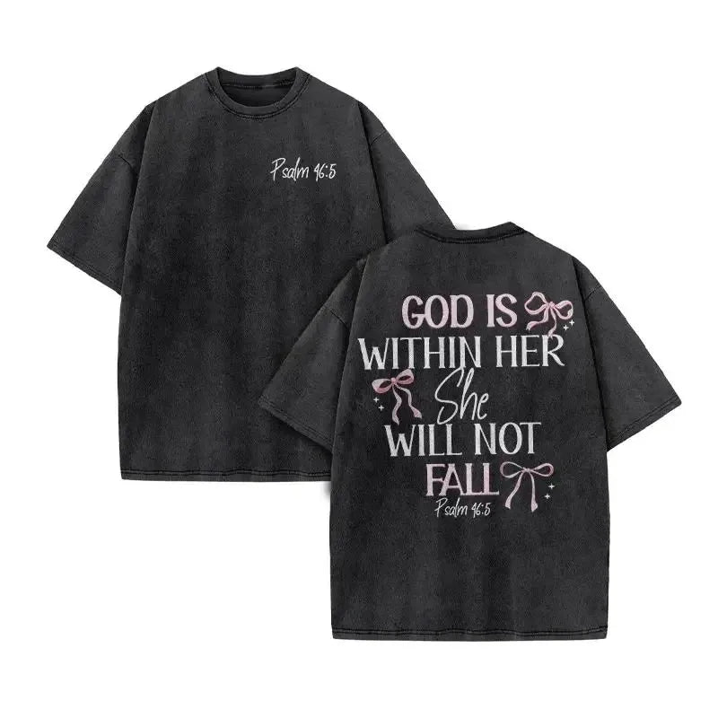 2025 Christian Men Women Washed Graphic Print T Shirt Version Casual T Shirt Cotton Christian Vintage T Shirt Harajuku Style