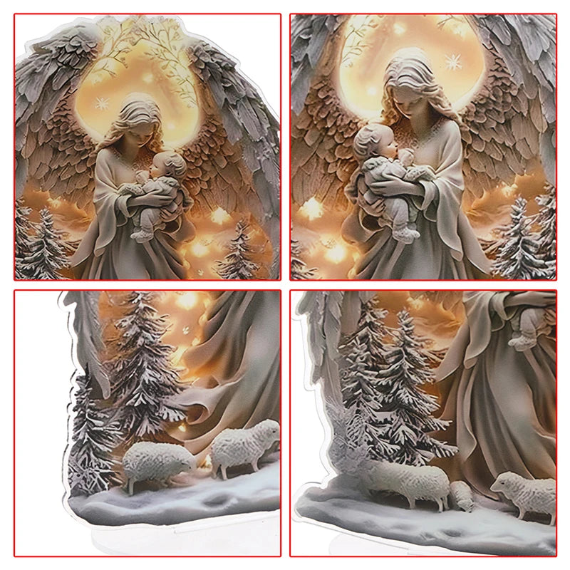 Nativity Scene Statue,2D Flat Jesus & Maria Acrylic Figurine,Home,Cafe,room,Studio,Table Ornament Christian Religion Decor