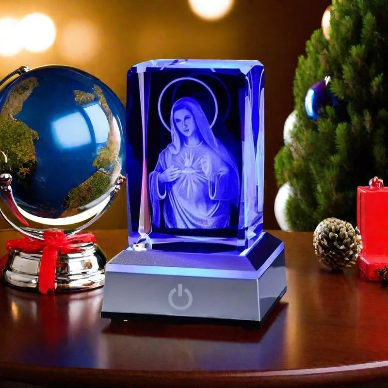 Crystal Virgin Mary Statue with LED Light,Gift for Girlfriend, Wife, Mother, Birthday, Mother'S Day, Christmas, Valentine'S Day