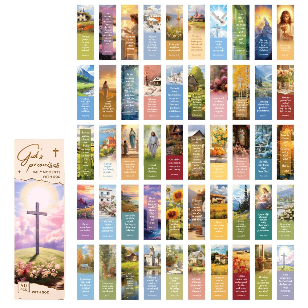 50 Pcs Bible Verse Bookmarks Inspirational Quote Set On Paper For Daily Encouragement Perfect Gifts For Readers & Believers