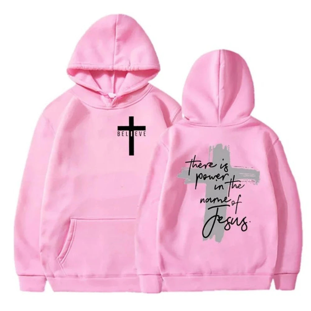 God Is Good Christian Faith Essential Woman Hoodies There Is Power in The Name of Jesus Graphic Hoodie Fashion Streetwear