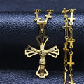 Christian Cross Jesus Stainless Steel Necklace for Women/Men Gold Color Crucifi
