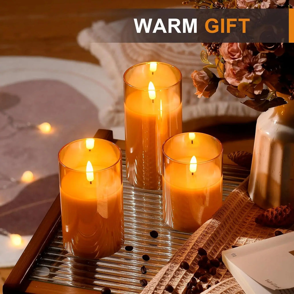 LED Flameless Candles with Remote Timer Realistic Flickering Flame Acrylic Candle Battery Powered for Christmas Wedding Decor
