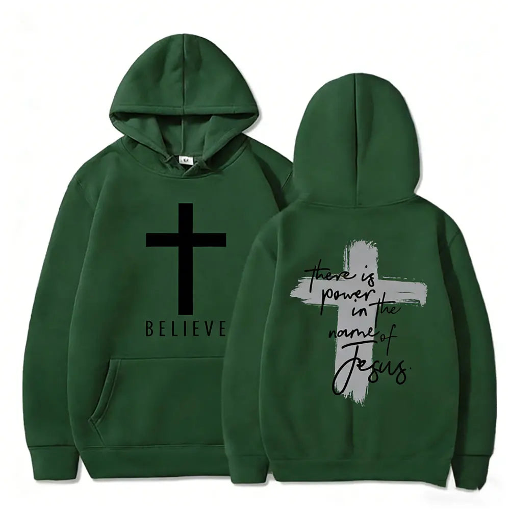 God Is Good Christian Faith Essential Woman Hoodies There Is Power in The Name of Jesus Graphic Hoodie Fashion Streetwear