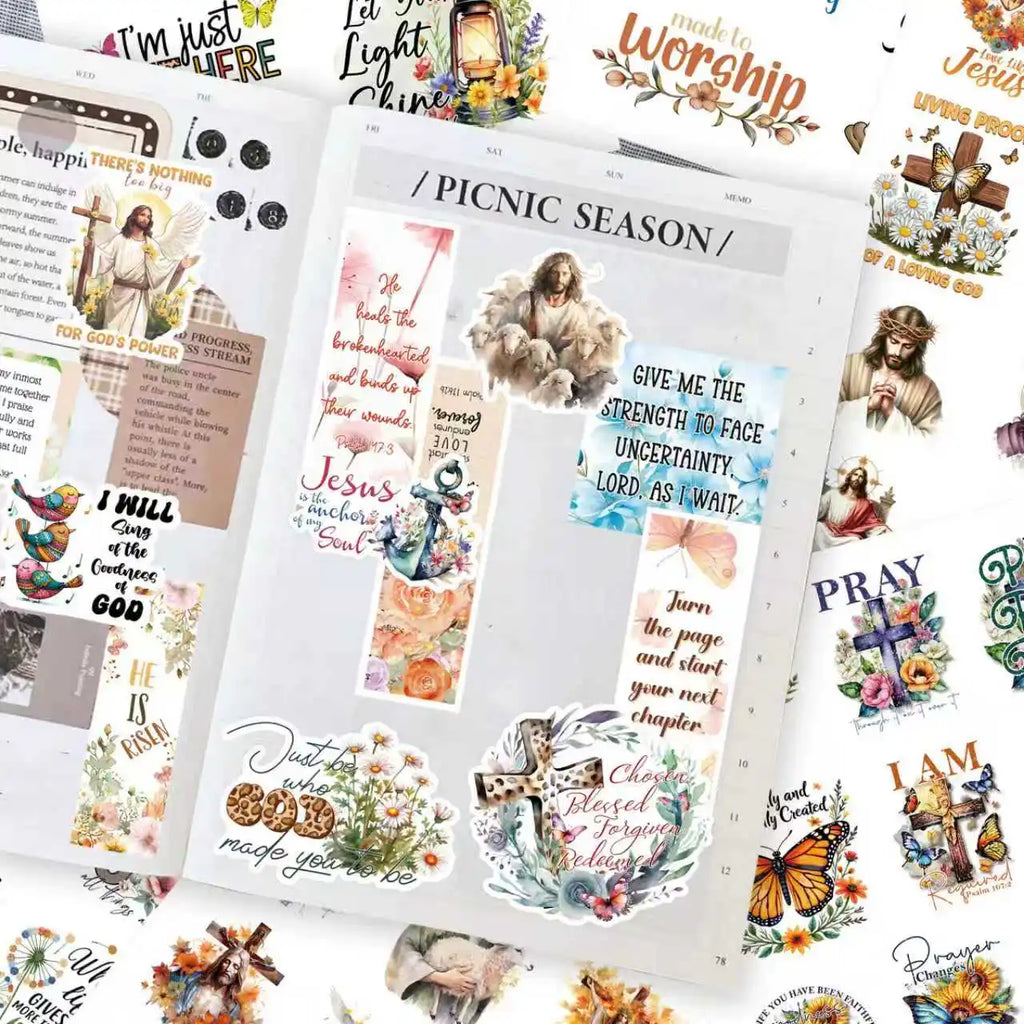 28 Sheets Christian Verse Sticker Book, Stickers Religious Scripture Journaling For Water Bottles Laptop Scrapbook Plannner