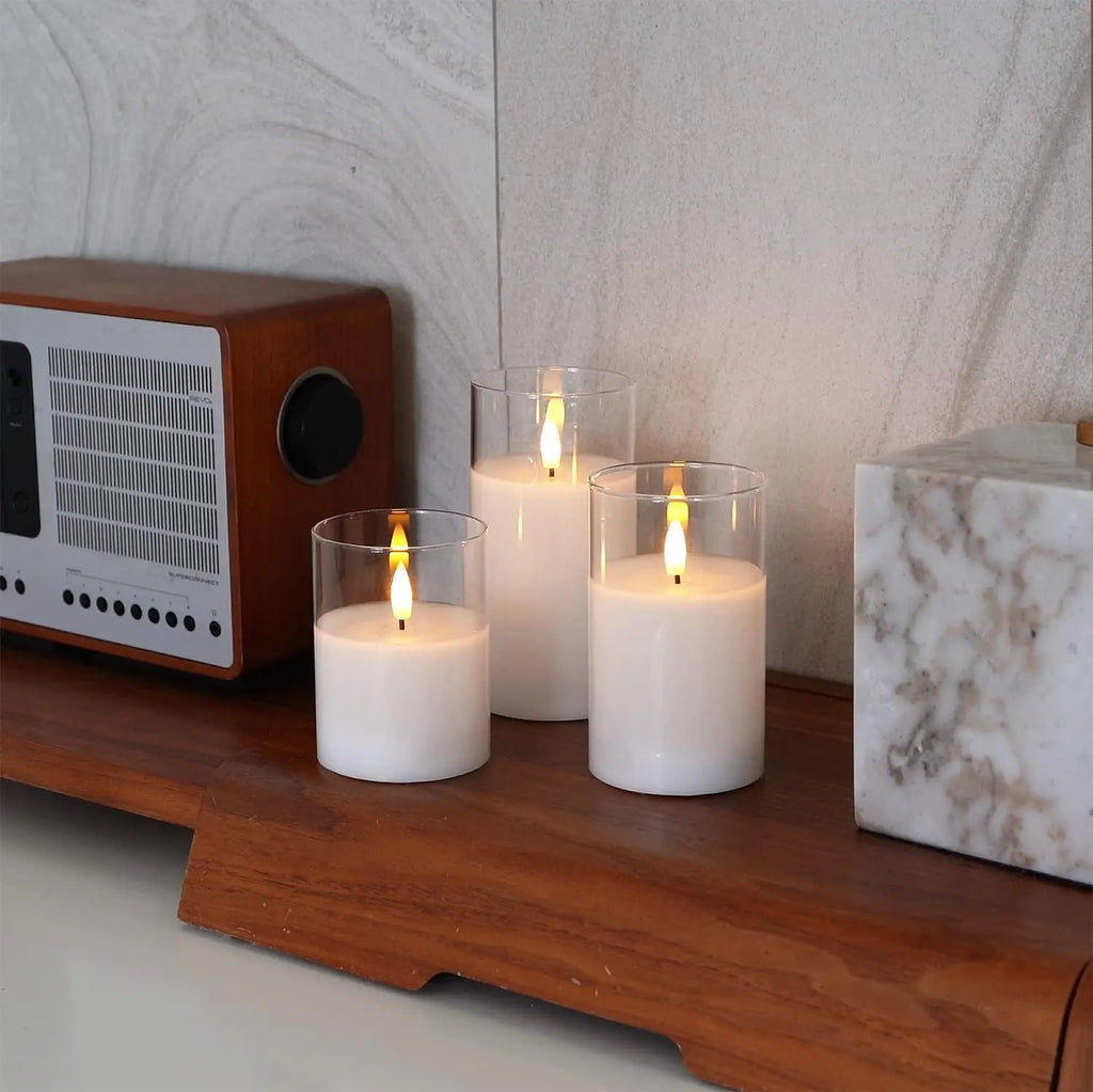 LED Flameless Candles with Remote Timer Realistic Flickering Flame Acrylic Candle Battery Powered for Christmas Wedding Decor