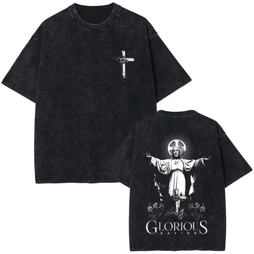 2026 Spring summer Vintage Christian Jesus Blessing From God Graphic T-shirt Men Women Clothing Fashion Casual  Crewneck T Shirt