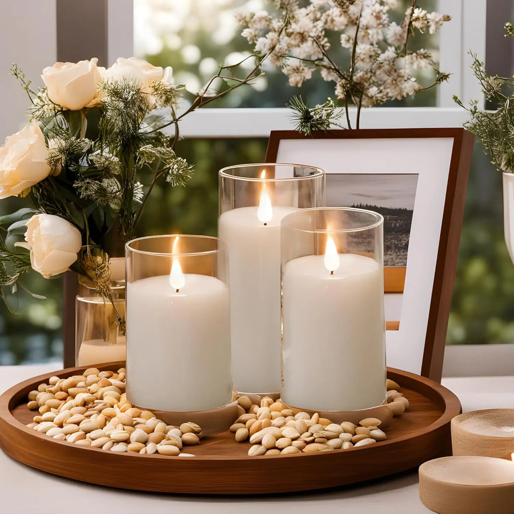 LED Flameless Candles with Remote Timer Realistic Flickering Flame Acrylic Candle Battery Powered for Christmas Wedding Decor