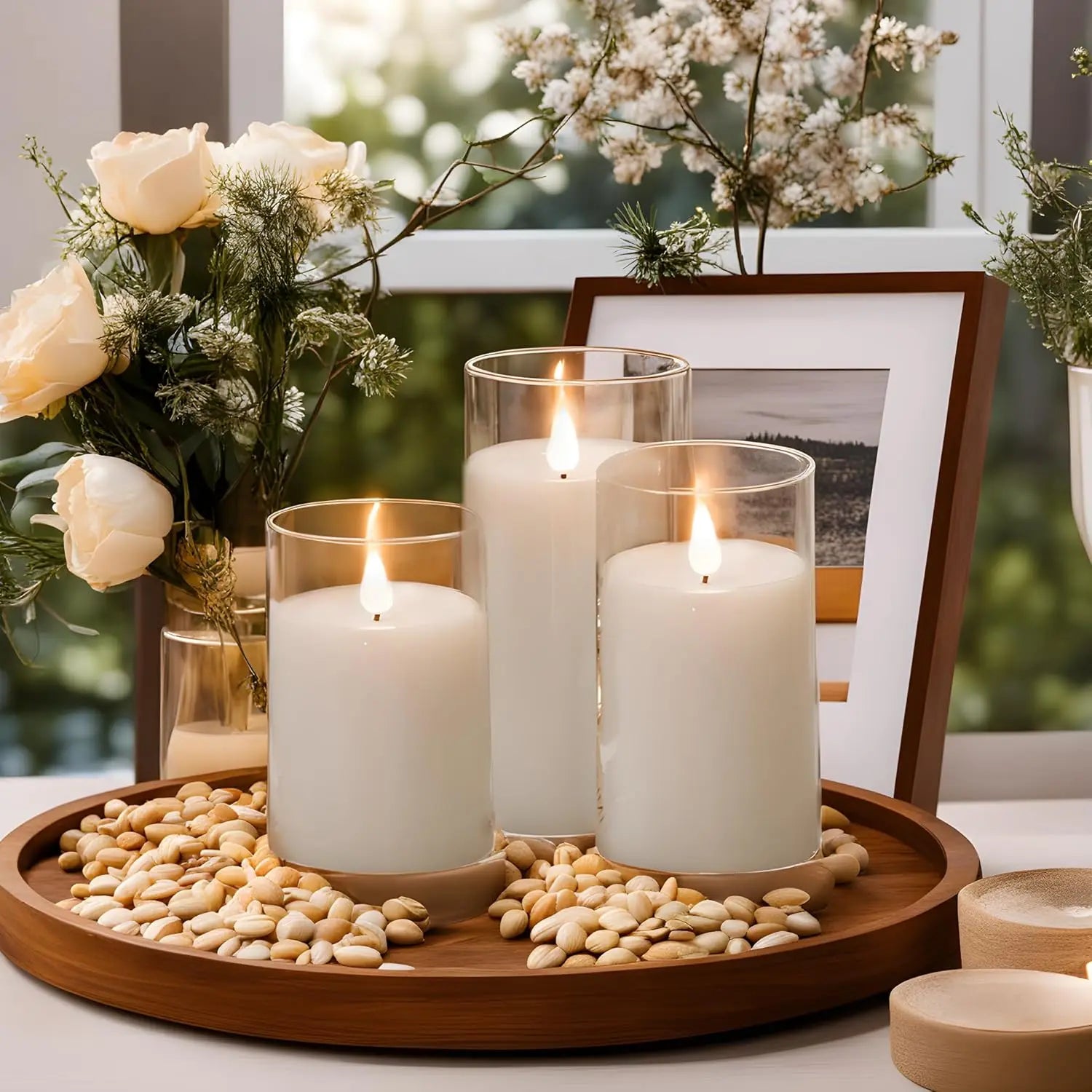 LED Flameless Candles with Remote Timer Realistic Flickering Flame Acrylic Candle Battery Powered for Christmas Wedding Decor