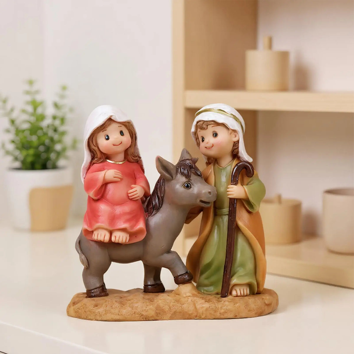 Holy Family Statue Catholic Resin Cartoon Joseph Virgin Mary Christmas Ornaments Religious Decorations Sculptures Figurines For