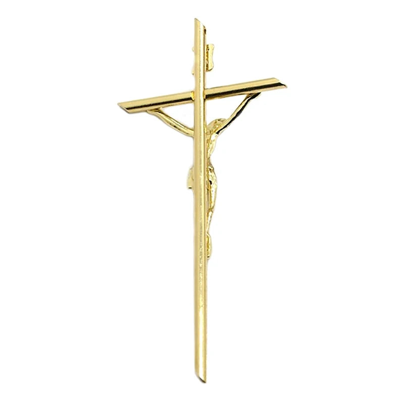 Gold Crucifix Wall Decor Handheld Metal Cross Blessing Sacred Crucifix Gift for Grandma Boys Baptism Gift 5.8*12cm