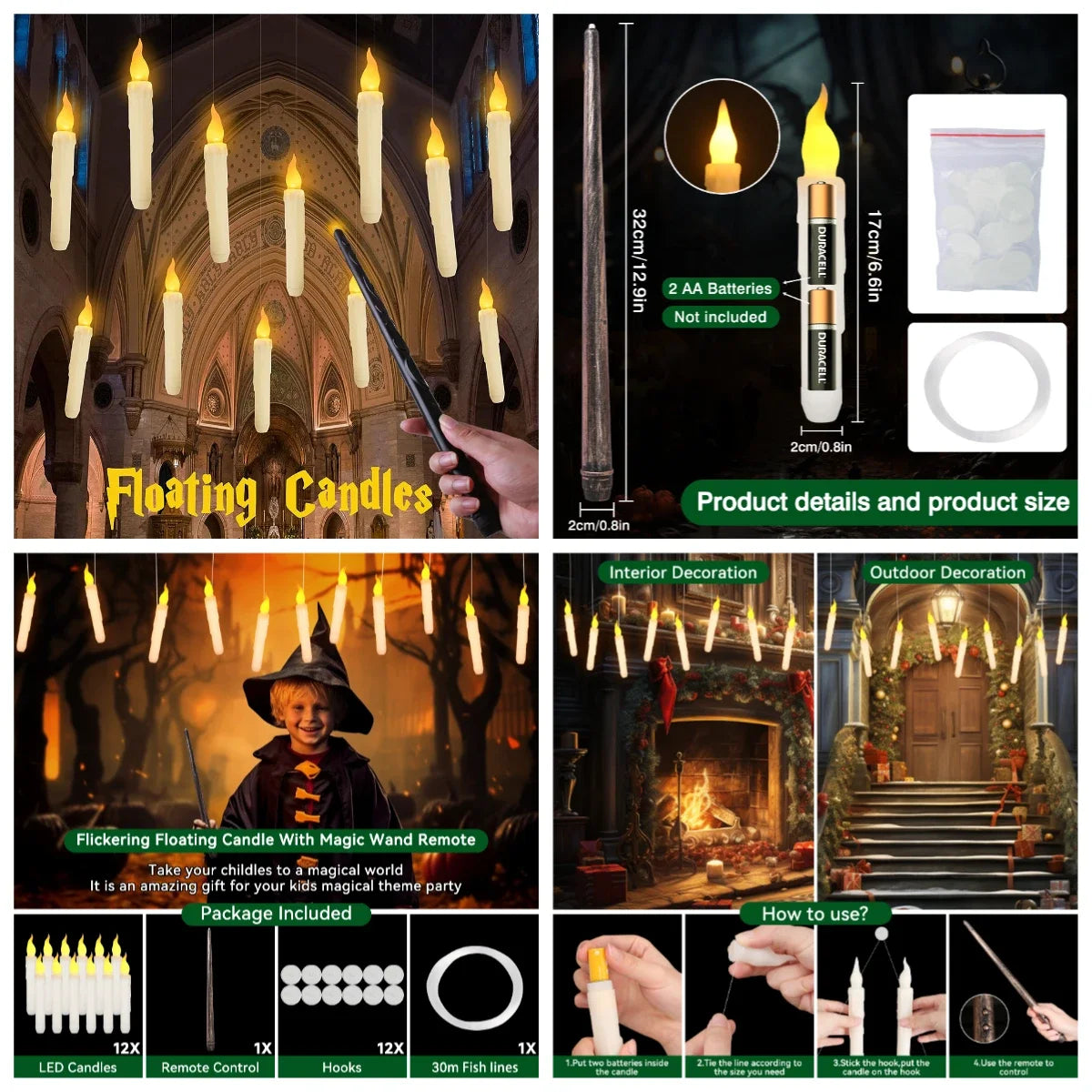 Church LED Taper Candles 16.5cm Flameless Battery Operated Window Candles for Christmas Wedding Churches Birthday Party Decor