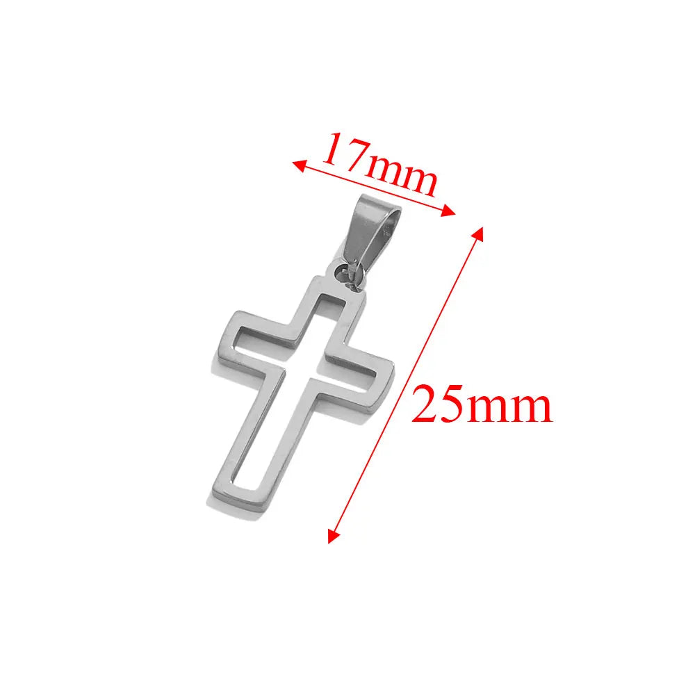 5pcs Stainless Steel Large Cross Charms For Jewelry Makings DIY Cross Necklace Pendants Jewelry Finding Religious Amulet Pendant