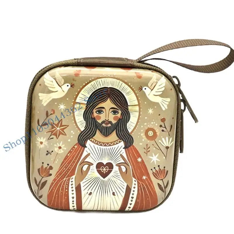 Rosary Jewelry Box Religious Trinket Storage Holders Case Religious Trinket Box Coin Purse Rosary Prayer Bag Zippers