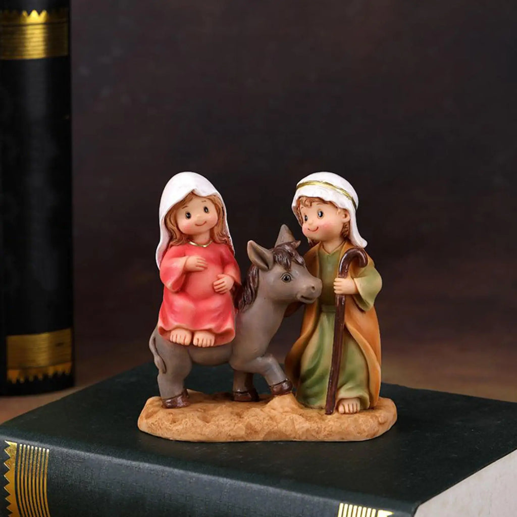 Holy Family Statue Catholic Resin Cartoon Joseph Virgin Mary Christmas Ornaments Religious Decorations Sculptures Figurines For