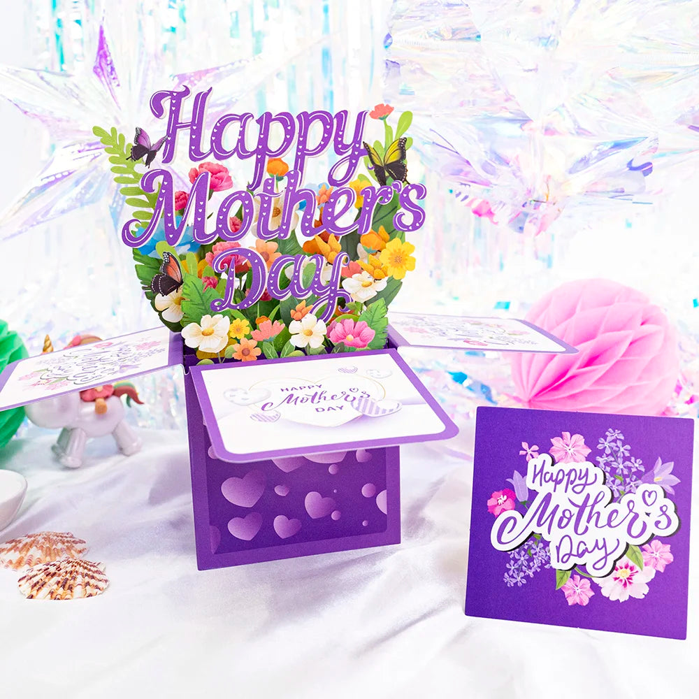 3D Creative Bouquet Gift Card for Mother Father Wife Friends Blessing Card Gift for Mothers Fathers Day Thank You Greeting Cards