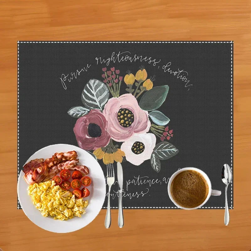 30x40cm Bible Verse Print Table Mat for Diner Kitchen Christian Religion Dinnerware Placemat Coffee Cup Pads Table Decor