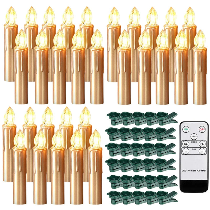 LED Candle Realistic Flickering Flame with Remote Timer Golden for Christmas Gift Set Home Decor Centerpiece Wedding Viral Decor