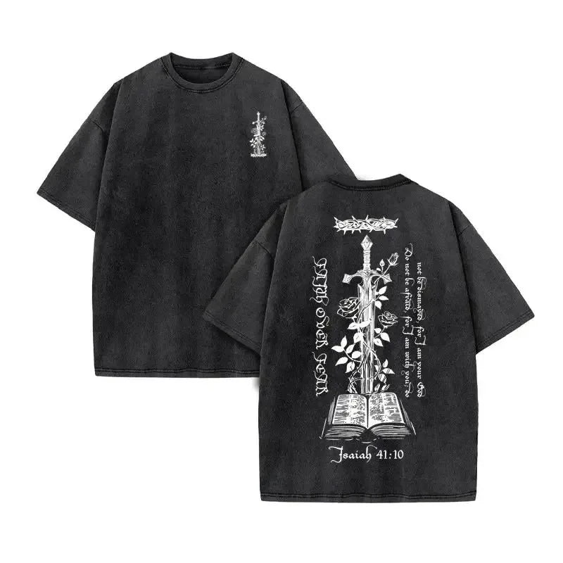 2025 Christian Men Women Washed Graphic Print T Shirt Version Casual T Shirt Cotton Christian Vintage T Shirt Harajuku Style