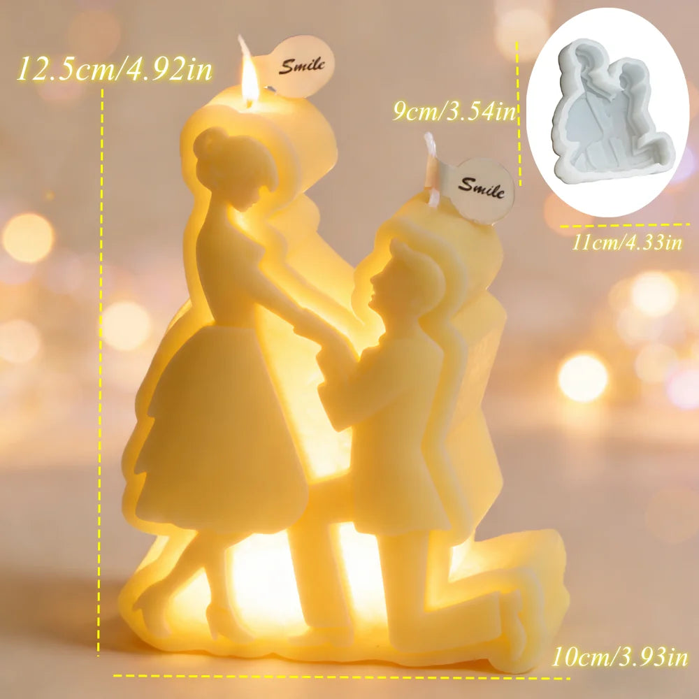 Valentine's Day Gift DIY Couple Aromatherapy Candle Making Silicone Mold Wedding Plaster Clay Crafts Romantic Ornaments Mold