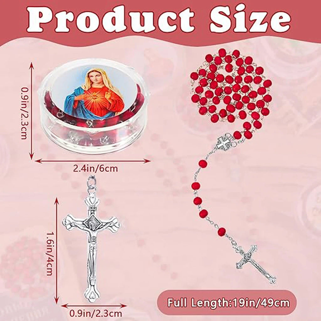 12 Pcs Catholic Rosaries Necklaces Wooden Beads  Religious Rosary Gifts Holy Rosaries with Gift Boxes for Prayer Men Women