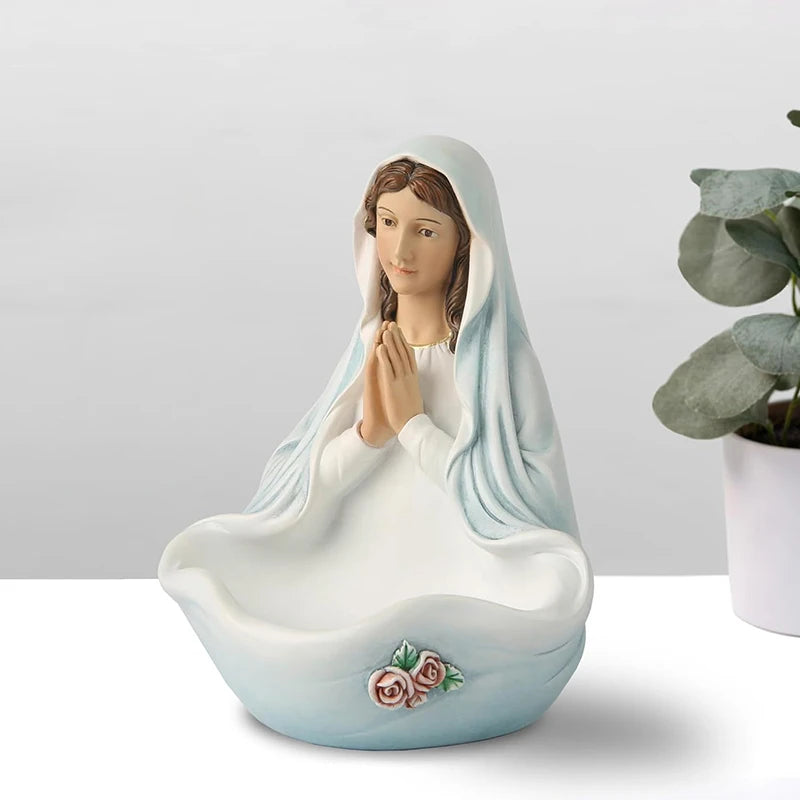 Our Lady of Grace Virgin Mary Resin Structure, Ideal Rosary Holder with Aesthetic Home Decor Item