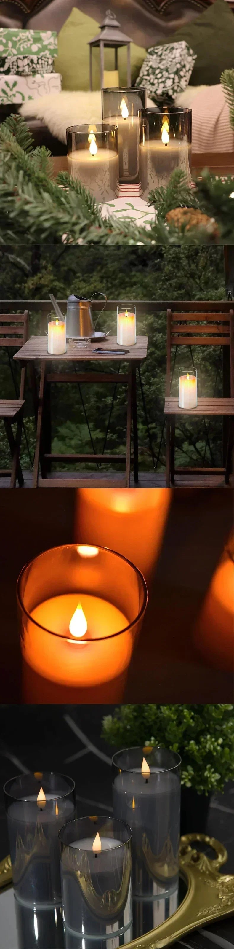 LED Flameless Candles with Remote Timer Realistic Flickering Flame Acrylic Candle Battery Powered for Christmas Wedding Decor