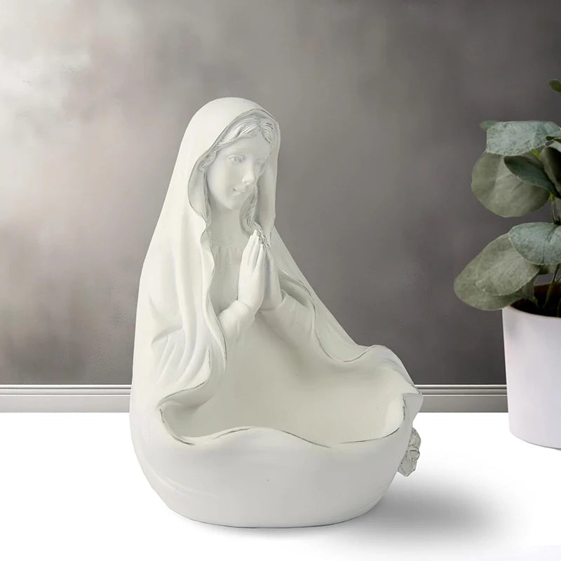 Our Lady of Grace Virgin Mary Resin Structure, Ideal Rosary Holder with Aesthetic Home Decor Item