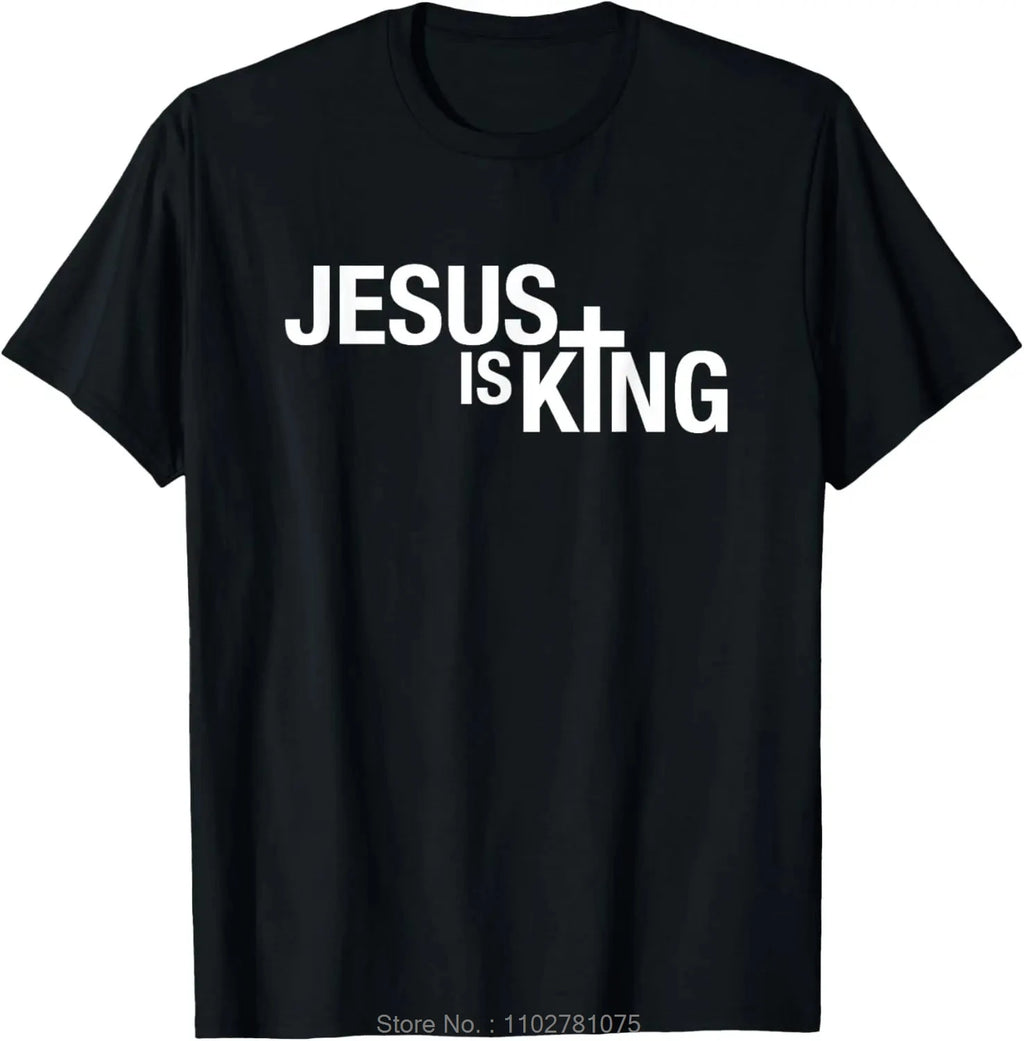 Men's Clothing Christian Jesus Is King Design Crown T-shirt Casual Couple Tshirt Tees Fitness T Shirt