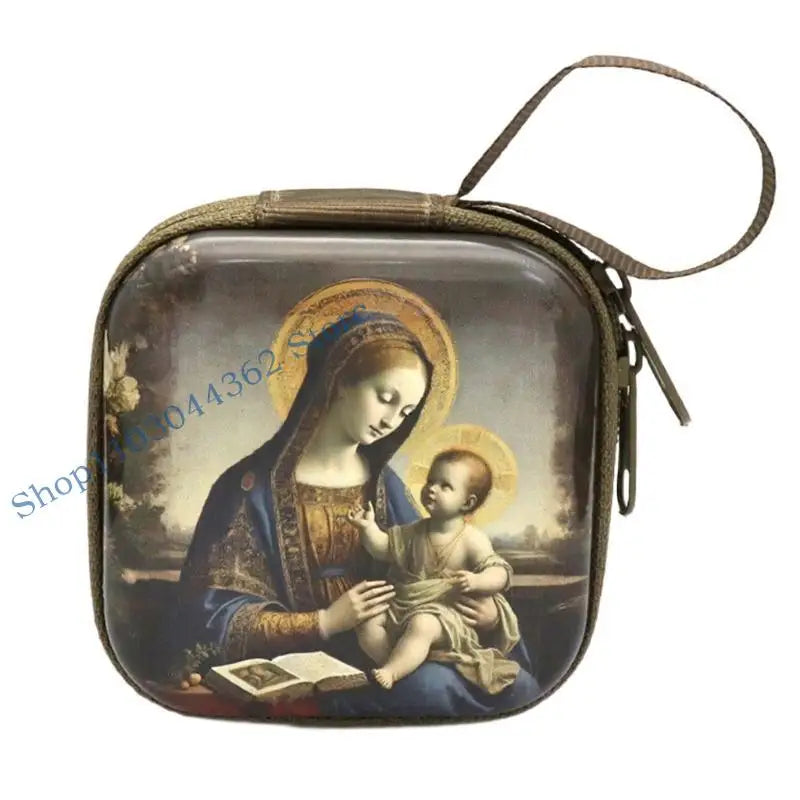 Rosary Jewelry Box Religious Trinket Storage Holders Case Religious Trinket Box Coin Purse Rosary Prayer Bag Zippers
