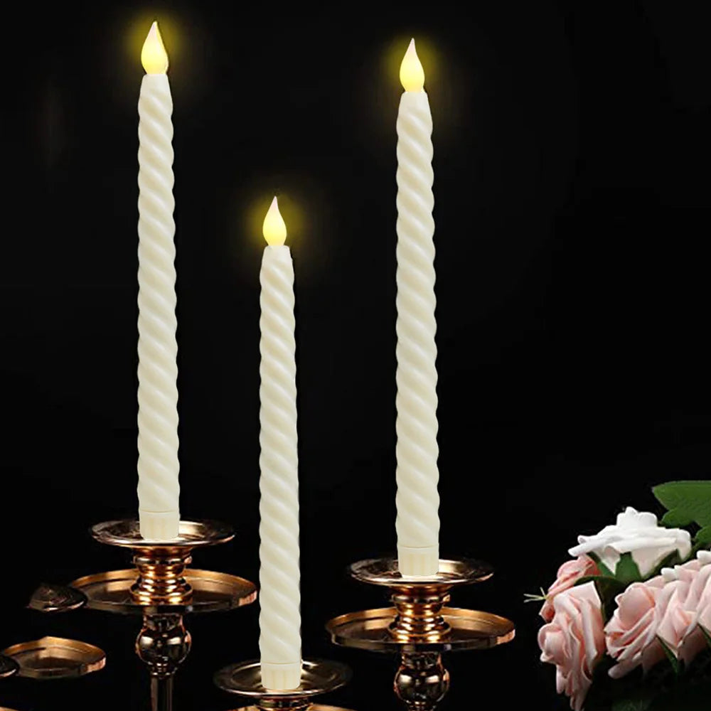 LED Flameless Taper Candles Lights Window Decorative Christmas Candles Lamp Electric Long Candles 3D-Wick Flameless Candlesticks