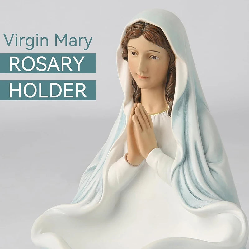 Our Lady of Grace Virgin Mary Resin Structure, Ideal Rosary Holder with Aesthetic Home Decor Item