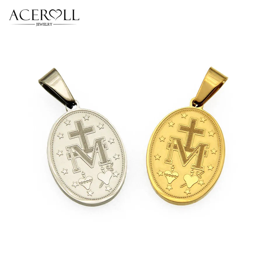 ACEROLL Stainless Steel Catholic Pendant of Our Lady of Miraculous Medal