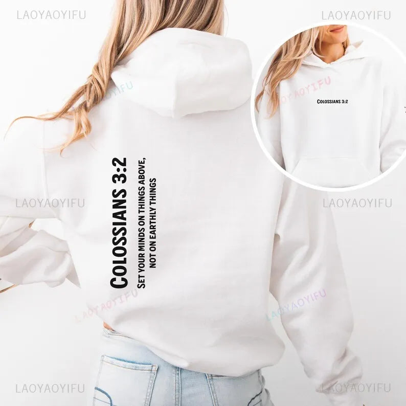 Bible Verse Hoodie Inspirational Christian Clothing Faith Based Apparel Religious Easter Gift for Men Women Unisex Streetwear‌
