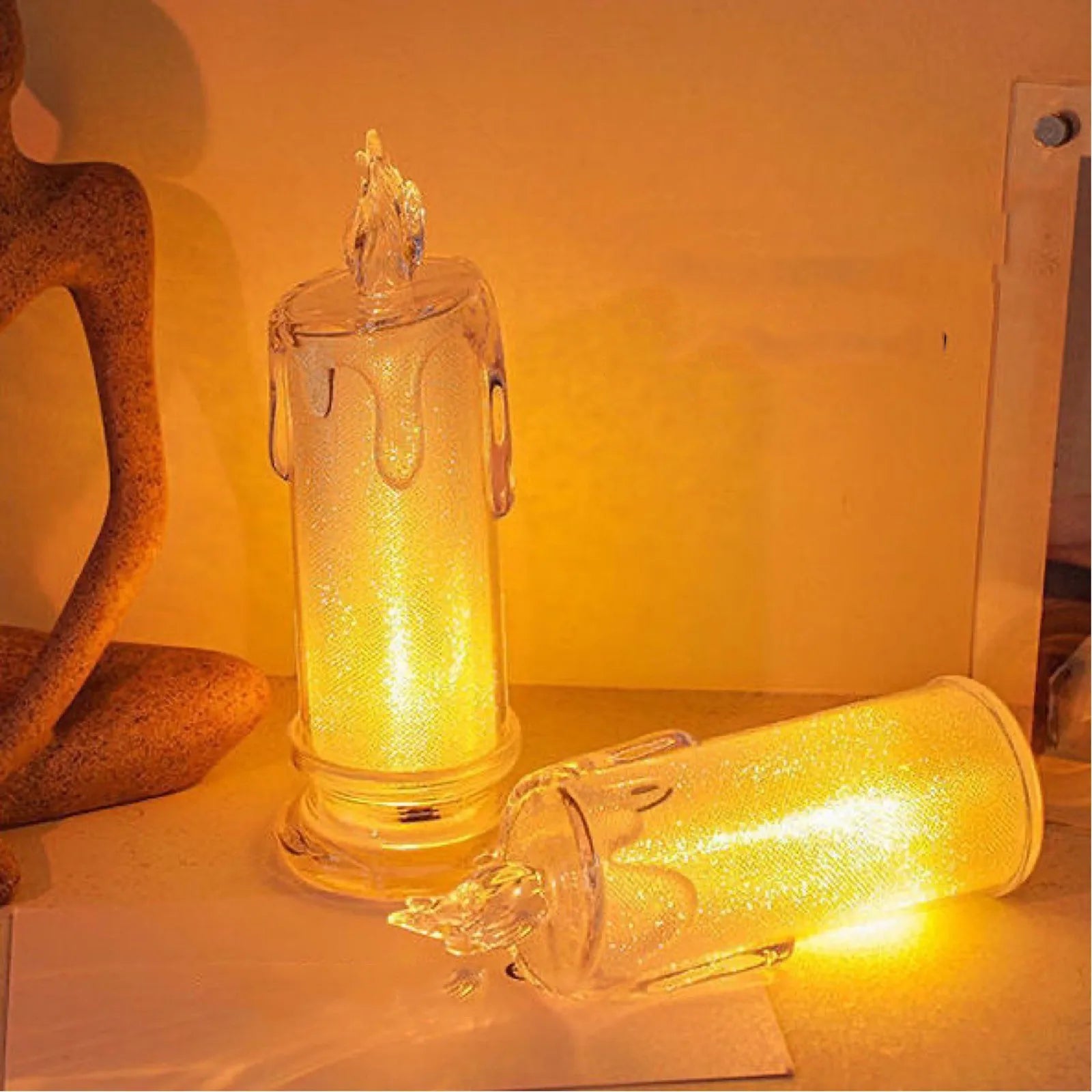 Candle Crystal Lamp Led Flameless Candles with Battery Operated Pillar Candles with Realistic Flame Light Desk Lamp Home Decor