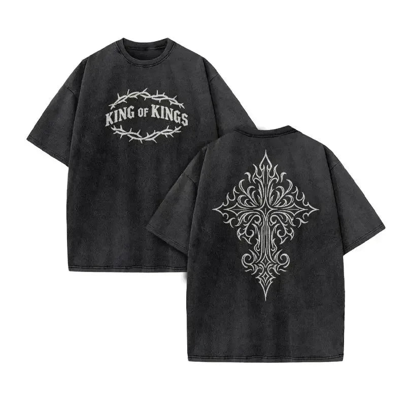 2025 Christian Men Women Washed Graphic Print T Shirt Version Casual T Shirt Cotton Christian Vintage T Shirt Harajuku Style