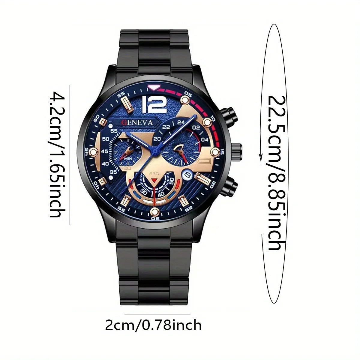4pc  A fashionable men's watch set, paired with a cross necklace, ring, and bracelet, is the perfect gift for Valentine's Day.
