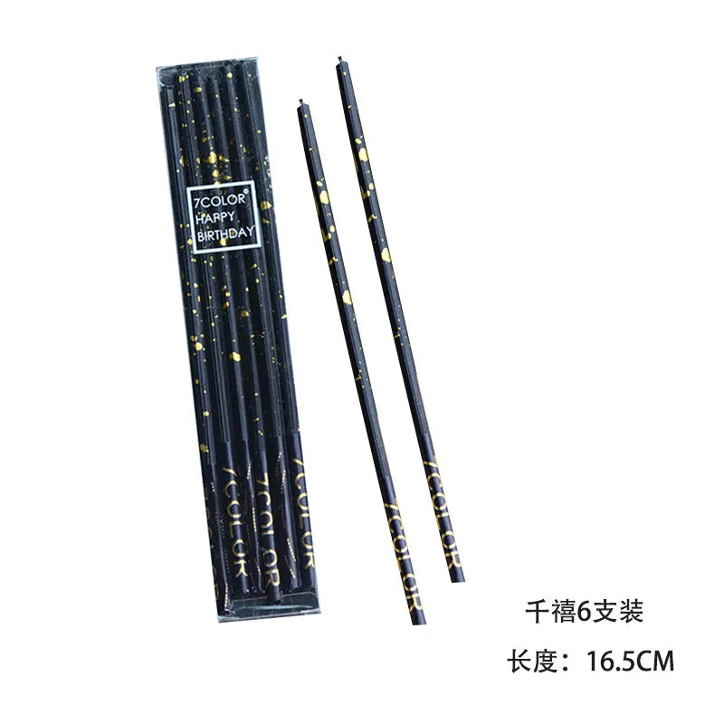 High end black and white golden candles for romantic parties, smoke-free and gold-plated
