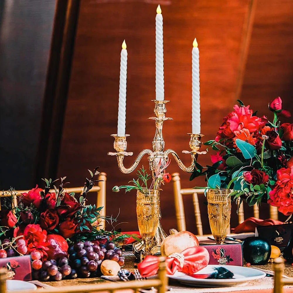 LED Flameless Taper Candles Lights Window Decorative Christmas Candles Lamp Electric Long Candles 3D-Wick Flameless Candlesticks
