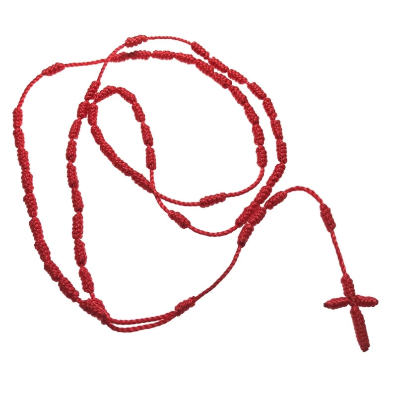 Sturdy Handwoven Crossing Knot Rosary Necklace for Spiritual Trendy Women Ladies